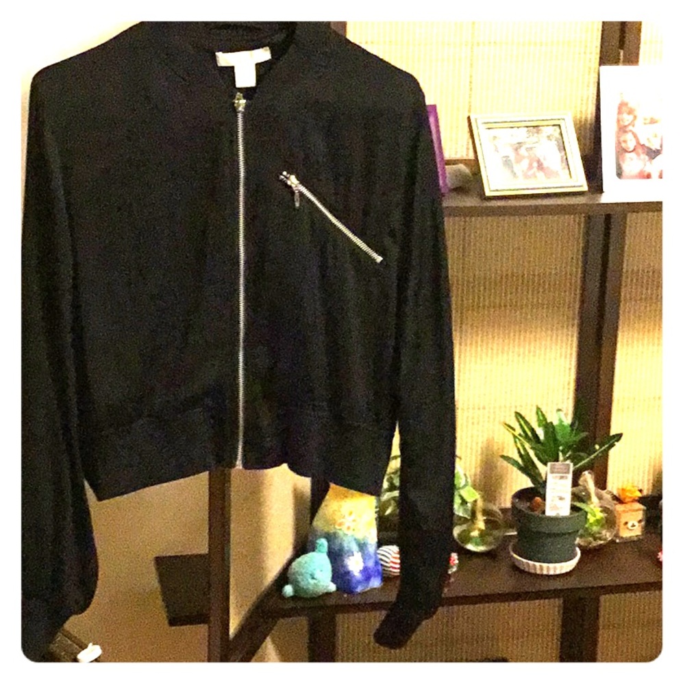H&M silky cropped bomber jacket